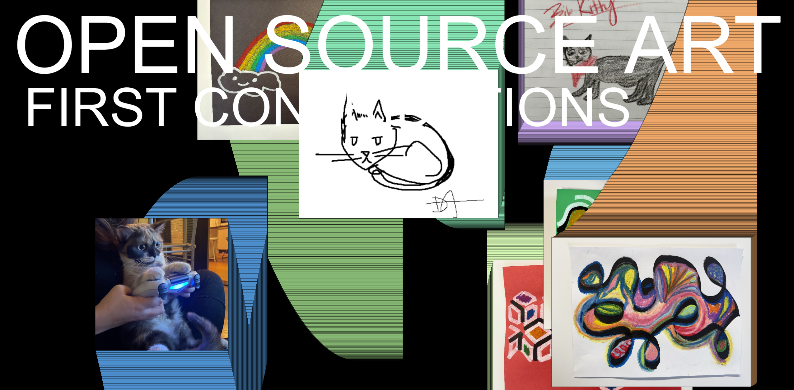 multicolored images under title: Open Source Art First Contributions