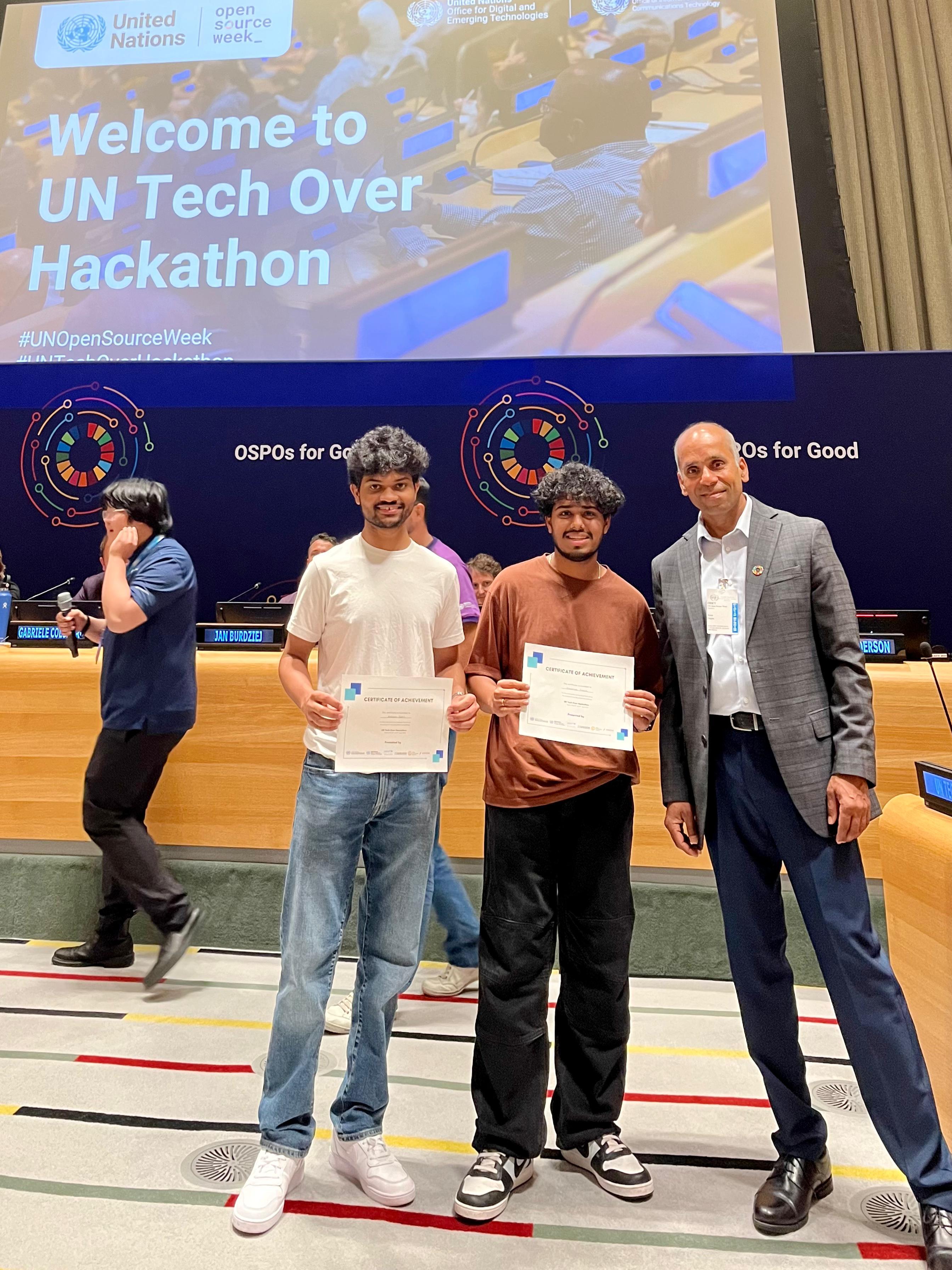 GW student winners at the UN Hackathon
